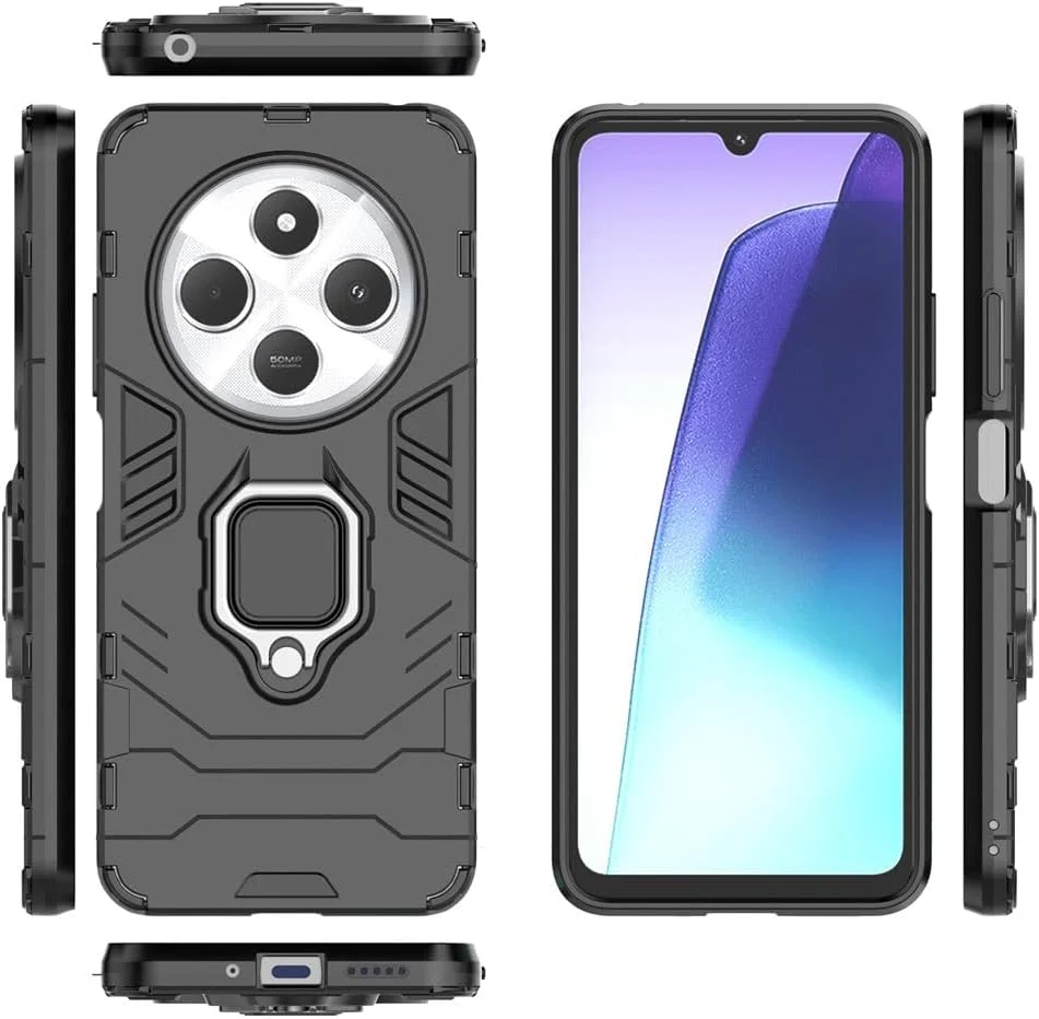 کاور محافظ دو لایه مقاوم با حلقه فلزی و استند مناسب برای گوشی شیائومی ردمی 14C 4G، شیائومی پوکو C75 4G و ردمی A4 5G (مشکی) کاور محافظ دو لایه مقاوم با حلقه فلزی و استند مناسب برای گوشی شیائومی ردمی 14C 4G، شیائومی پوکو C75 4G و ردمی A4 5G (مشکی)