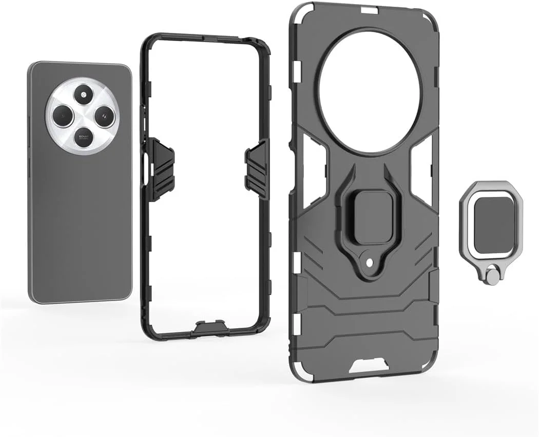 کاور محافظ دو لایه مقاوم با حلقه فلزی و استند مناسب برای گوشی شیائومی ردمی 14C 4G، شیائومی پوکو C75 4G و ردمی A4 5G (مشکی) کاور محافظ دو لایه مقاوم با حلقه فلزی و استند مناسب برای گوشی شیائومی ردمی 14C 4G، شیائومی پوکو C75 4G و ردمی A4 5G (مشکی)