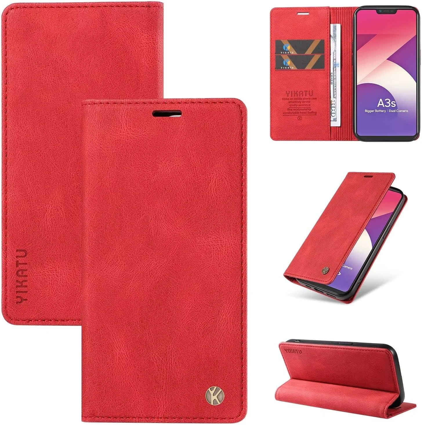 کیف پول چرمی تاشو سازگار با گوشی شیائومی ردمی نوت 13 پرو 5G پلاس، دارای جای کارت، کاور مغناطیسی ضد ضربه با پایه تاشو مناسب بانوان و آقایان - قرمز