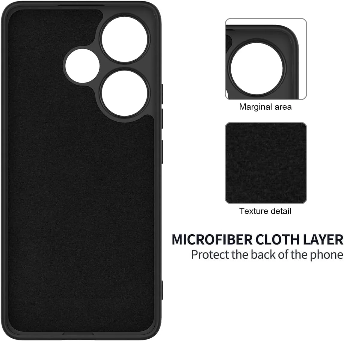 کاور محافظ سیلیکونی نرم و سبک Zubitech سازگار با گوشی شیائومی Redmi 13 4G (نه برای Note 13 4G) با محافظت از دوربین - مشکی