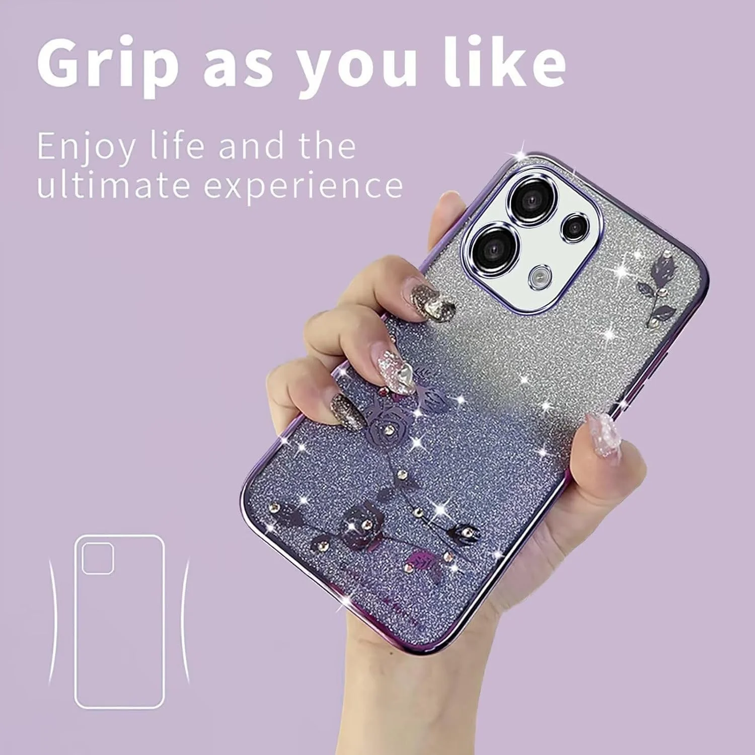 قاب محافظ براق گوشی شیائومی ردمی نوت 13 پرو 5G با طراحی گل الماسی سیلیکونی درخشان، باریک و شفاف، مناسب بانوان - آبی قاب محافظ براق گوشی شیائومی ردمی نوت 13 پرو 5G با طراحی گل الماسی سیلیکونی درخشان، باریک و شفاف، مناسب بانوان - آبی