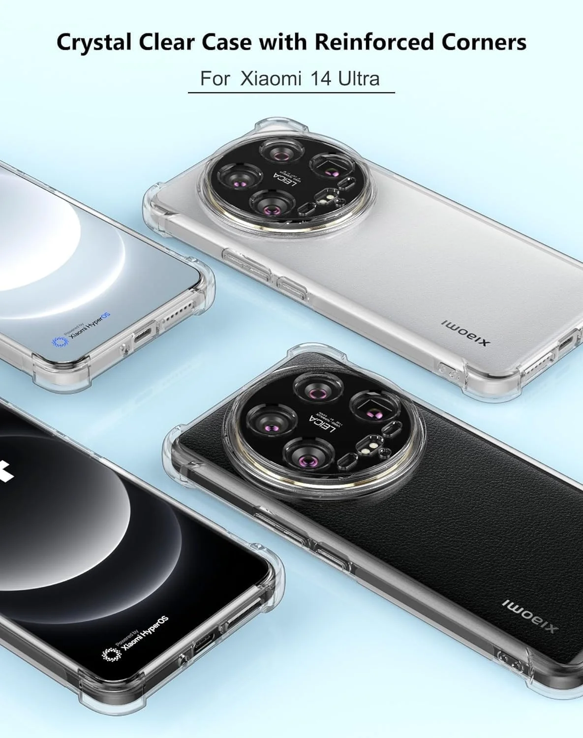 قاب محافظ گوشی شیائومی 14 اولترا، کاور شفاف سیلیکونی ضربه گیر با محافظت عالی از دوربین، طراحی شده برای شیائومی 14 اولترا 5G (شفاف)