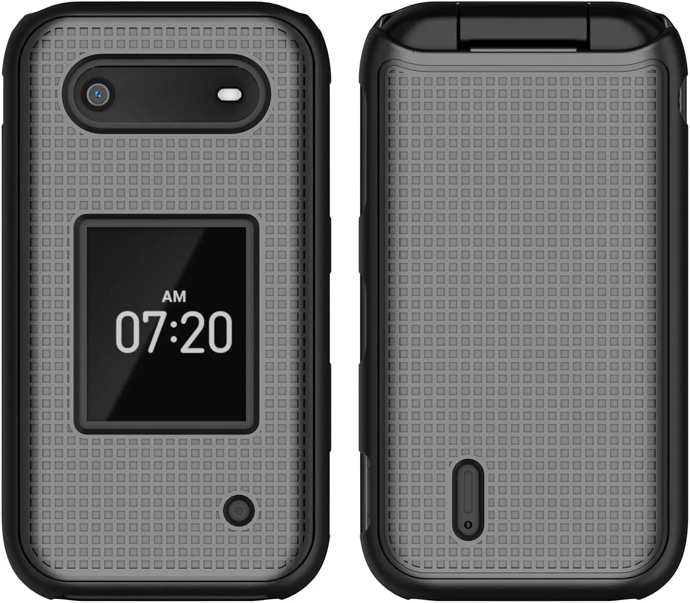 قاب محافظ باریک و سخت Nakedcellphone با بافت شبکه ای برای گوشی های تاشو نوکیا 2760 2780 مدل های Tracfone N139DL, TA-1398, TA-1451, TA-1420 - مشکی