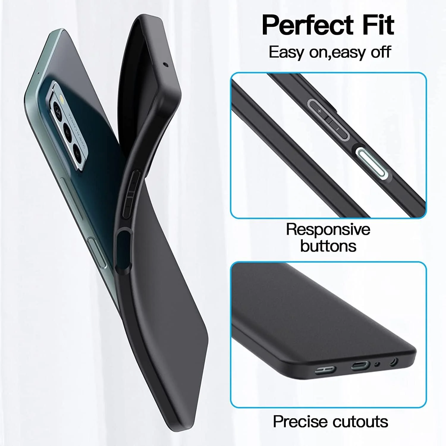 کاور محافظ گوشی نوکیا G22، سیلیکونی نرم، TPU انعطاف پذیر، باریک، مشکی مات، ضد اثر انگشت، برش های دقیق، سازگار با نوکیا G22 کاور محافظ گوشی نوکیا G22، سیلیکونی نرم، TPU انعطاف پذیر، باریک، مشکی مات، ضد اثر انگشت، برش های دقیق، سازگار با نوکیا G22