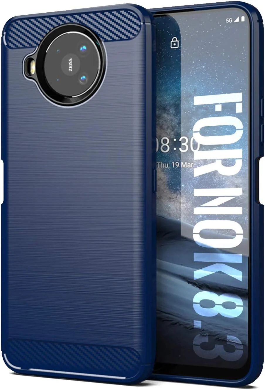قاب گوشی نوکیا 8.3، قاب محافظ گوشی موبایل نوکیا 8.3 [آبی]، سری نفیس طرح کربن، با فناوری ضد خش و ضد ضربه برای نوکیا 8.3