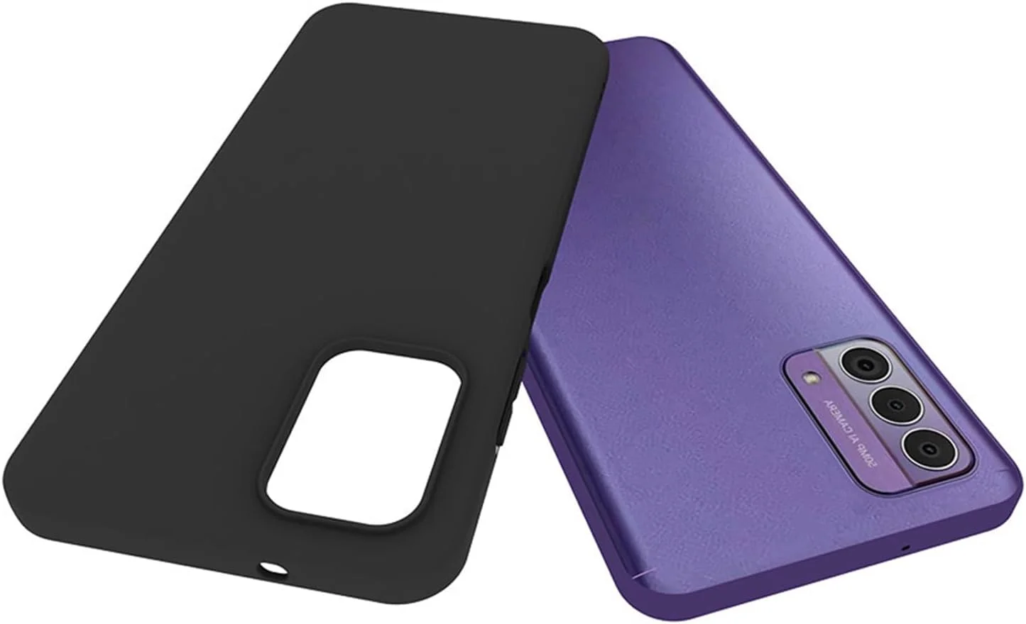 قاب گوشی برای نوکیا G42 5G به همراه محافظ صفحه نمایش شیشه ای حرارت دیده [2 عدد]، باریک، نرم، انعطاف پذیر، TPU، فوق العاده نازک، پوشش مات محافظ - مشکی