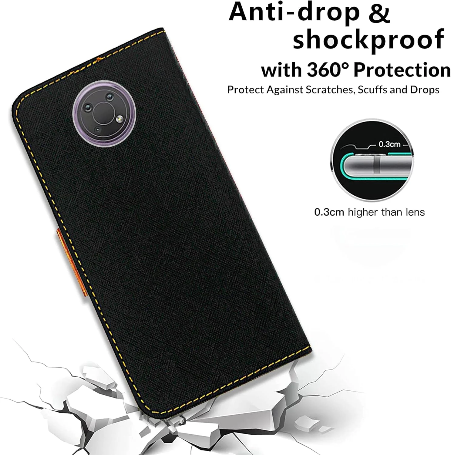 کیف چرمی برای نوکیا G10 / G20، کیف پول تاشو چرمی با جای کارت مغناطیسی و پایه نگهدارنده