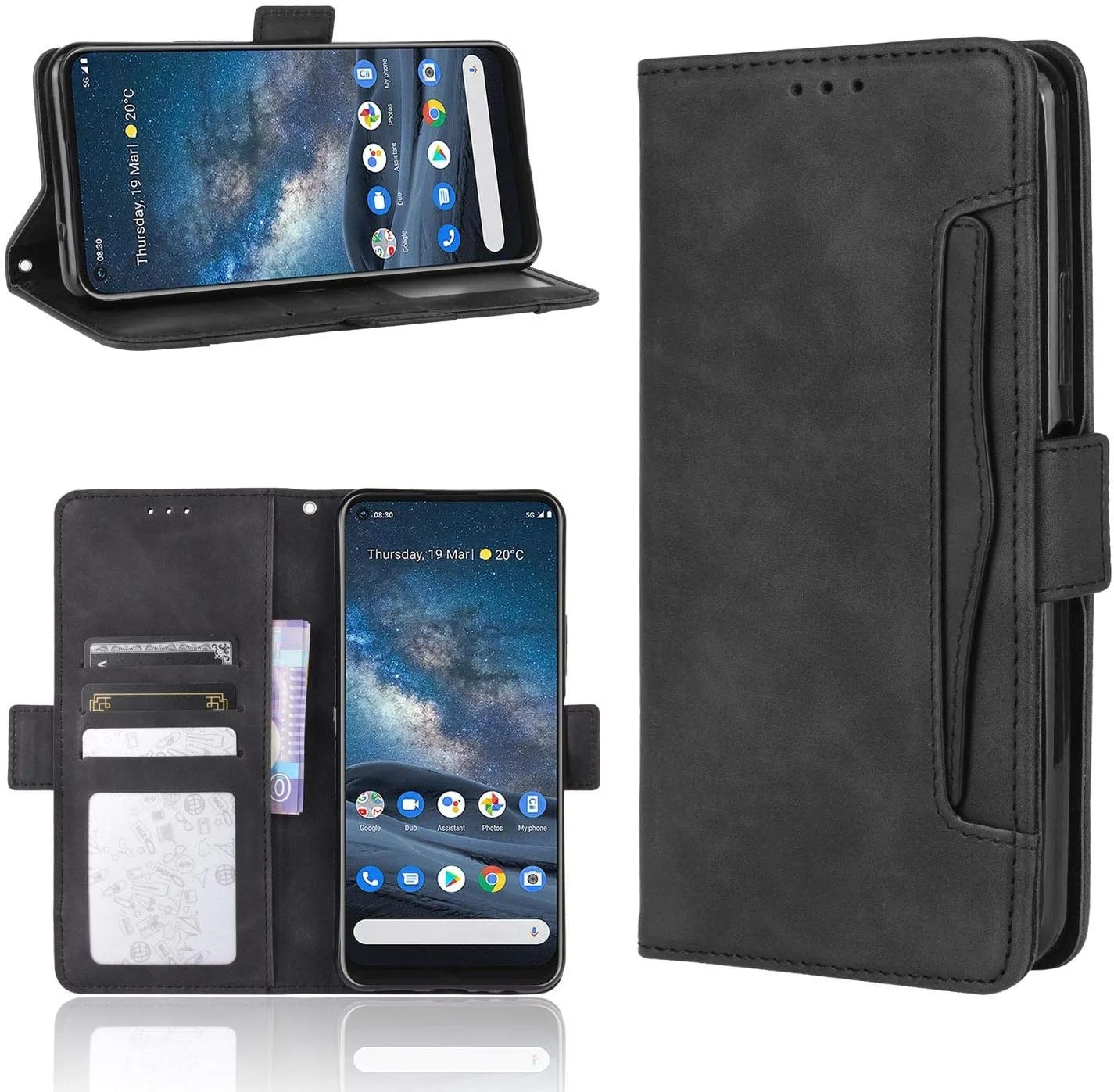 کیف محافظ گوشی نوکیا 8.3 5G با جای کارت، کیف چرمی تاشو با استند برای نوکیا 8.3 5G، قاب گوشی مغناطیسی رترو، کیف پول گوشی با جای کارت