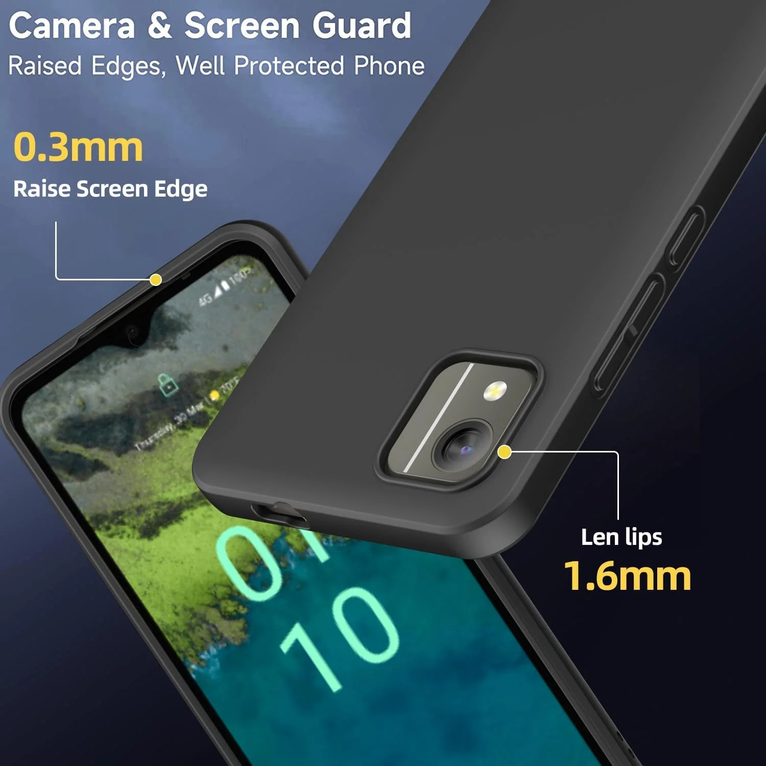 قاب محافظ گوشی نوکیا C12، TPU نرم، فوق العاده باریک، شیک، پوشش محافظ برای قاب گوشی نوکیا C12 [محافظت در برابر سقوط، ضد لغزش] - مشکی مات