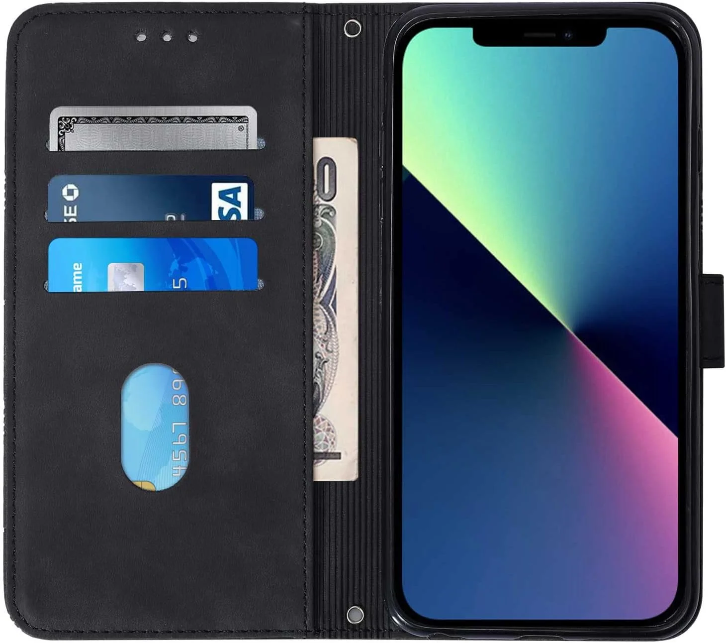 کیف چرمی محافظ گوشی نوکیا C2 ویرایش دوم، ضد ضربه، دارای جای کارت، قفل مغناطیسی، طرح خطی، رنگ مشکی