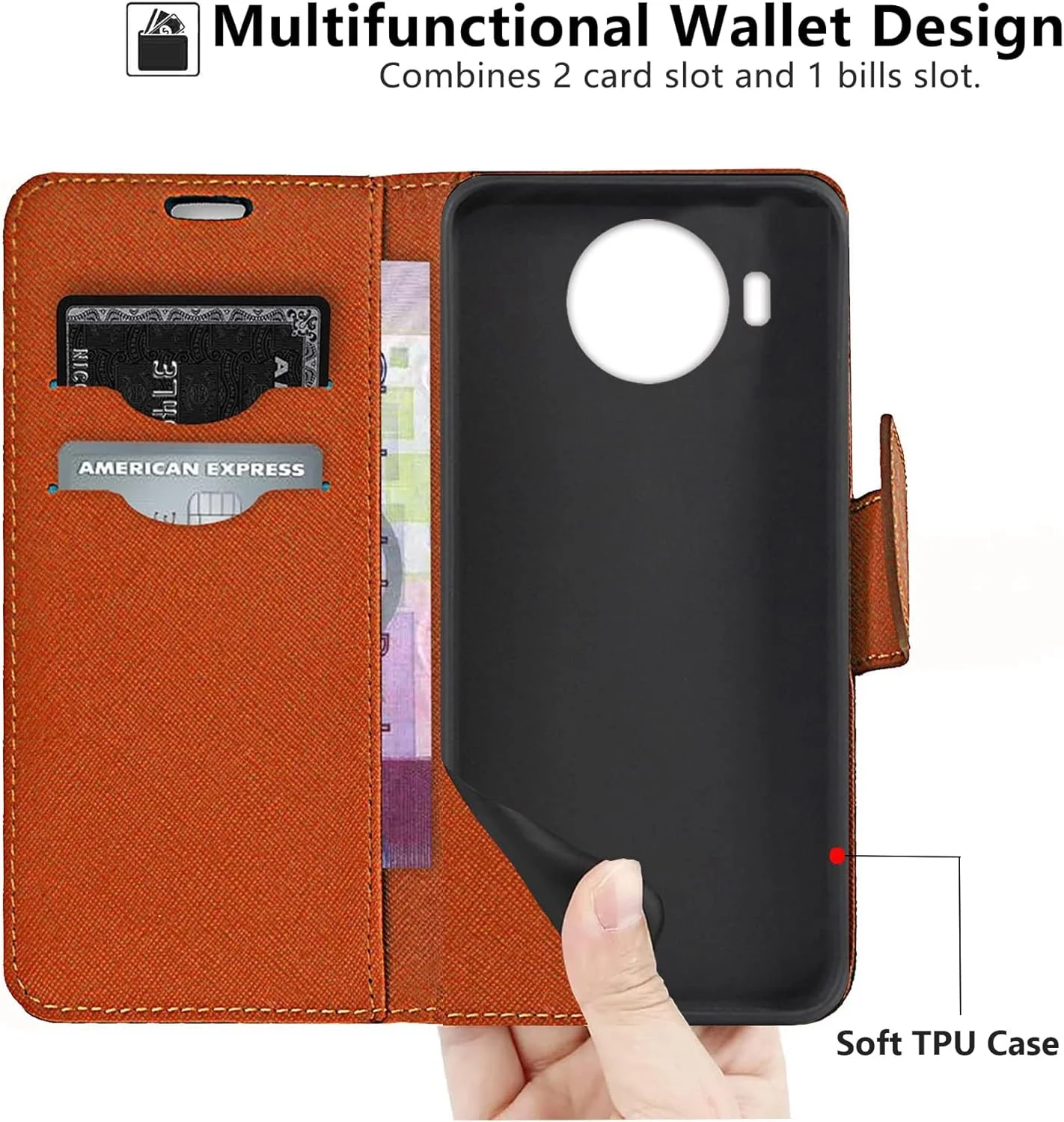 کیف چرمی SHIYENA برای نوکیا 8.3 5G، کیف پول تاشو چرمی با جای کارت مغناطیسی و پایه نگهدارنده