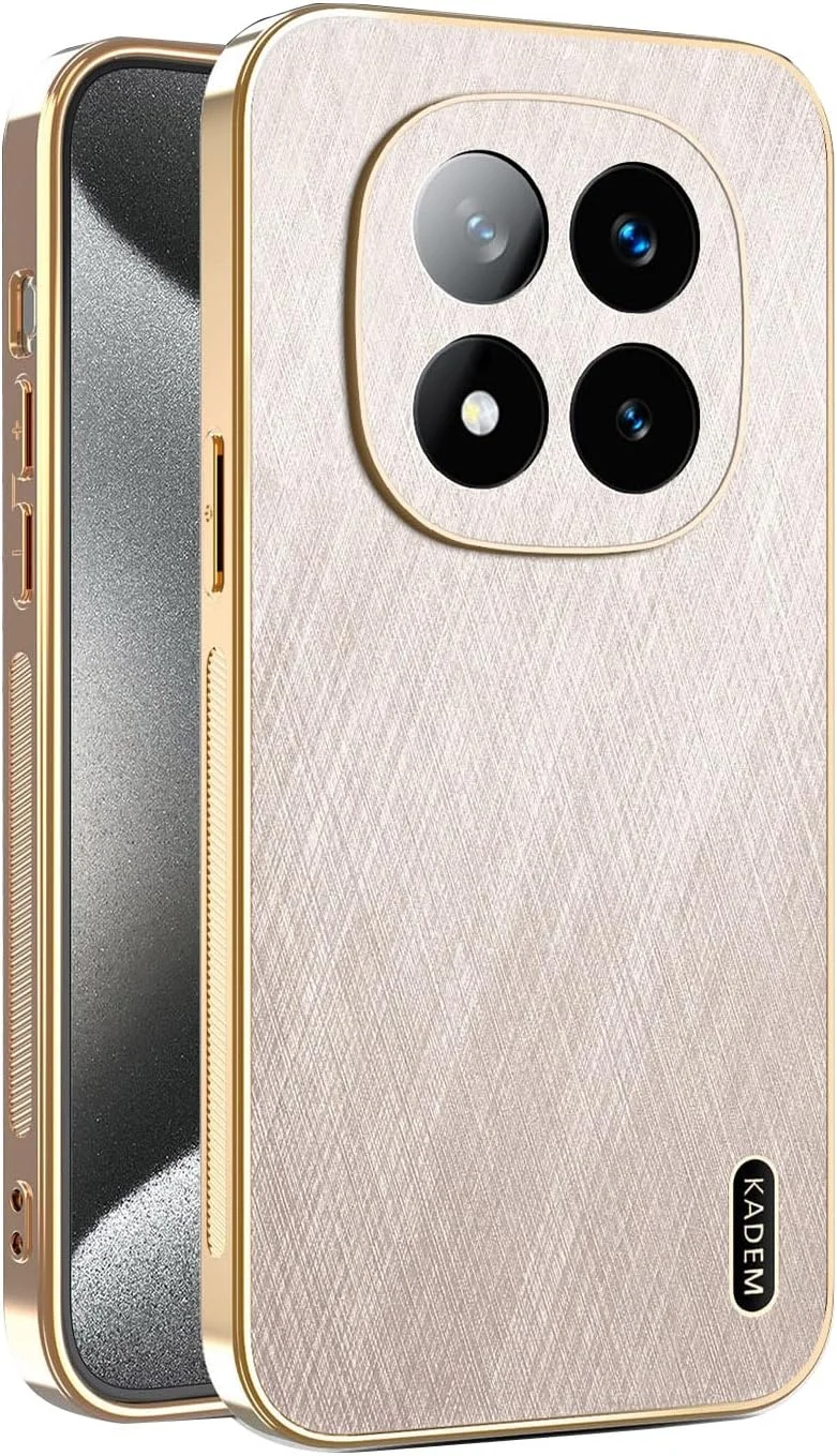 قاب محافظ گوشی شیائومی ردمی نوت ۱۴ پرو پلاس 5G، طراحی فلزی برس خورده شیک، روکش چرمی ممتاز، بامپر سیلیکونی TPU نرم و فوق العاده نازک، ضد ضربه (طلایی) قاب محافظ گوشی شیائومی ردمی نوت ۱۴ پرو پلاس 5G، طراحی فلزی برس خورده شیک، روکش چرمی ممتاز، بامپر سیلیکونی TPU نرم و فوق العاده نازک، ضد ضربه (طلایی)