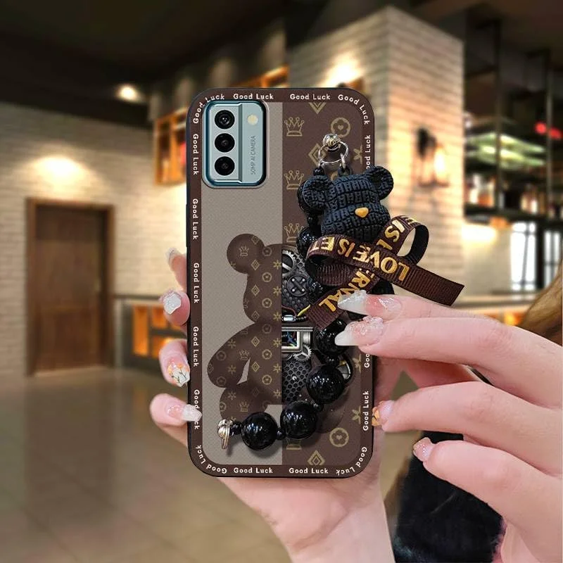 قاب گوشی لولومی مناسب برای نوکیا G22، قاب گوشی نرم و زیبا با حس لطیف، محافظ گوشی ضد ضربه، دستبند خرسی، ضد گرد و غبار، قاب محافظ سیلیکونی ساده