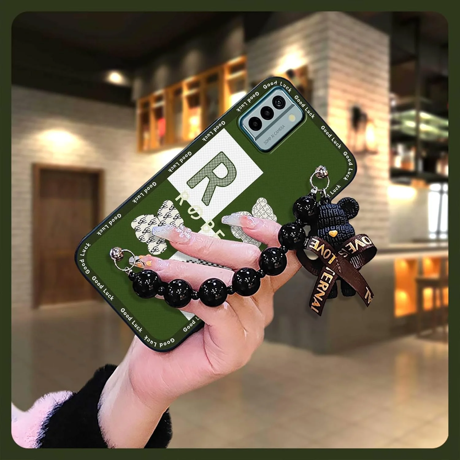 قاب گوشی لولومی مناسب برای نوکیا G22، قاب گوشی نرم و زیبا با حس لطیف، محافظ گوشی ضد ضربه، دستبند خرسی، ضد گرد و غبار، قاب محافظ سیلیکونی ساده