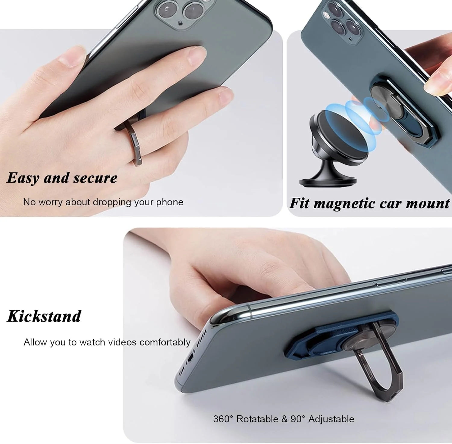 کاور محافظ [4 در 1] سازگار با نوکیا 235 4G 2024 به همراه بند گردنی، بند مچی و حلقه نگهدارنده، کاور محافظ ضد ضربه، کیت مسافرتی ایمن (ست مشکی + آبی)