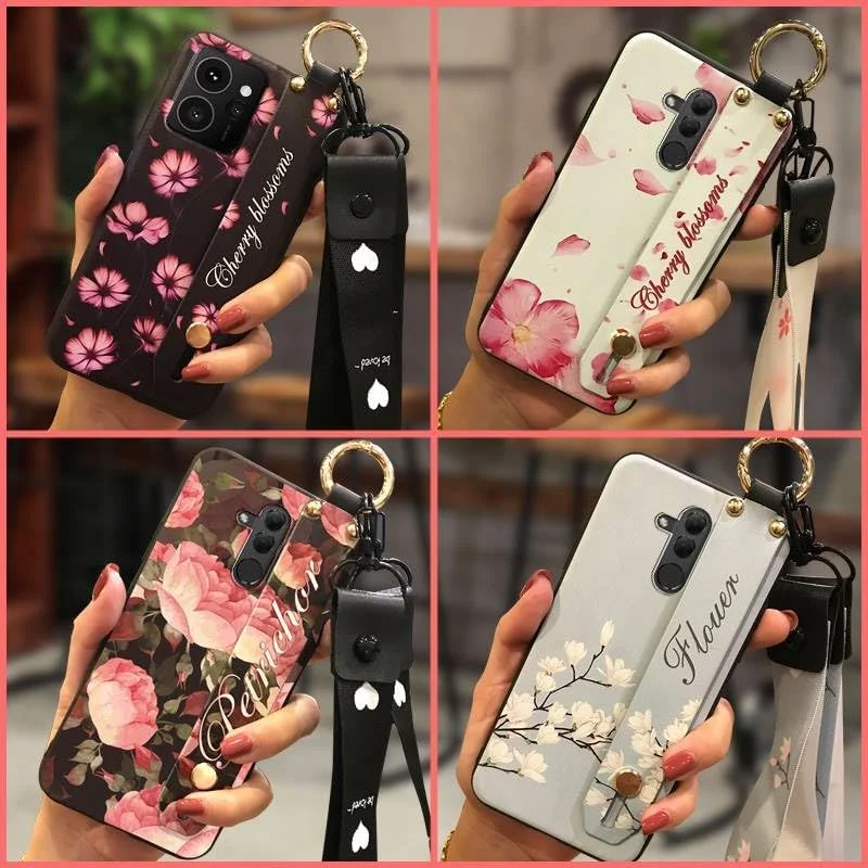 قاب گوشی سازگار با نوکیا HMD Skyline، طراحی گل، پایه نگهدارنده بادوام، ضد ضربه، ضد گرد و غبار، بند مچی، قاب نرم