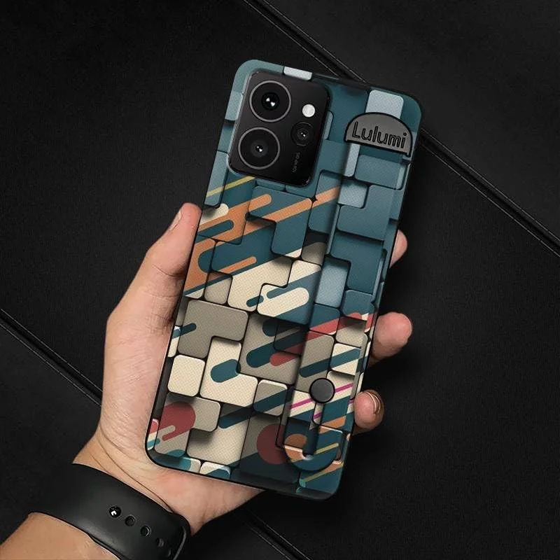 قاب گوشی سازگار با نوکیا HMD Skyline، دارای بند مچی نگهدارنده گوشی، ضد گرد و غبار، سیلیکونی نرم با طراحی هندسی