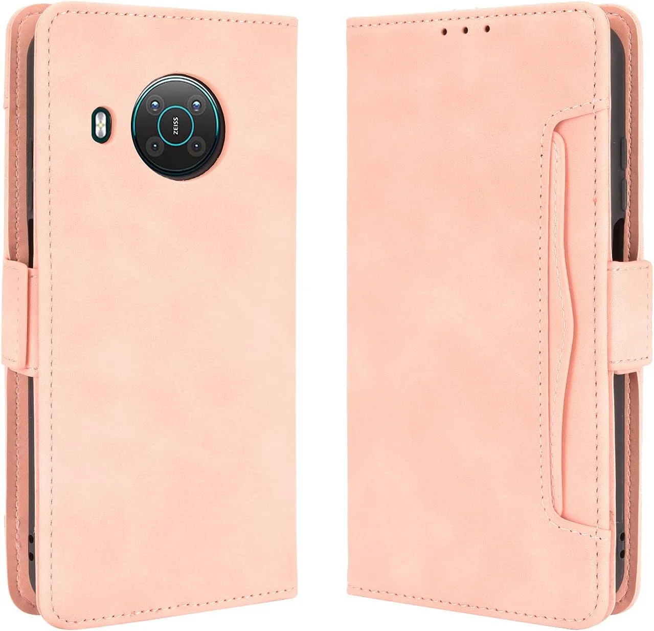 کاور سازگار با نوکیا X20 5G، سازگار با نوکیا X10 5G [دارای دو جای کارت][پایه تاشو][قاب گوشی][قفل مغناطیسی] کیف پول صورتی
