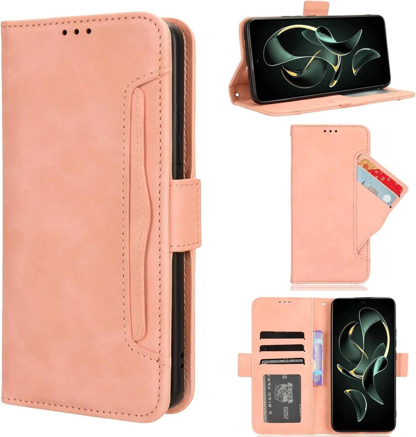 کاور سازگار با نوکیا X20 5G، سازگار با نوکیا X10 5G [دارای دو جای کارت][پایه تاشو][قاب گوشی][قفل مغناطیسی] کیف پول صورتی