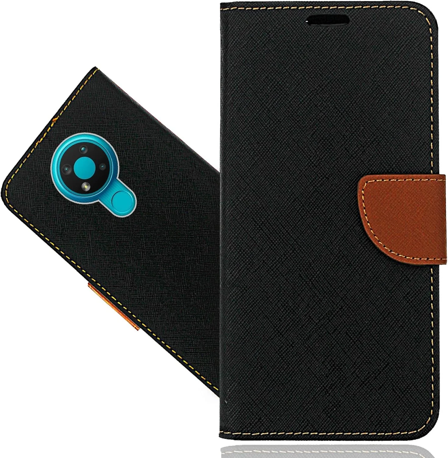 کیف چرمی برای نوکیا 3.4، کیف پول چرمی تاشو با جای کارت مغناطیسی و پایه نگهدارنده