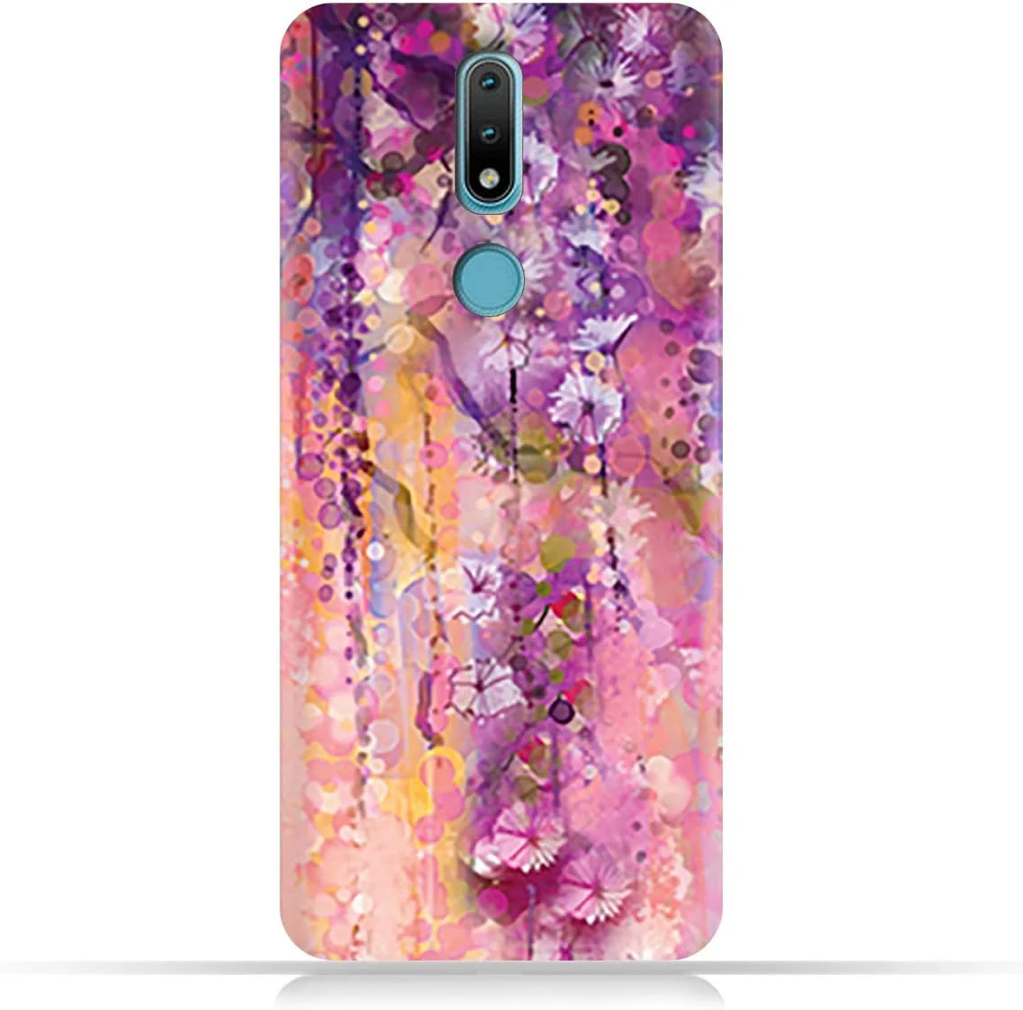 کاور محافظ گوشی موبایل نوکیا 2.4 مدل TPU با طرح گل های بنفش هنری