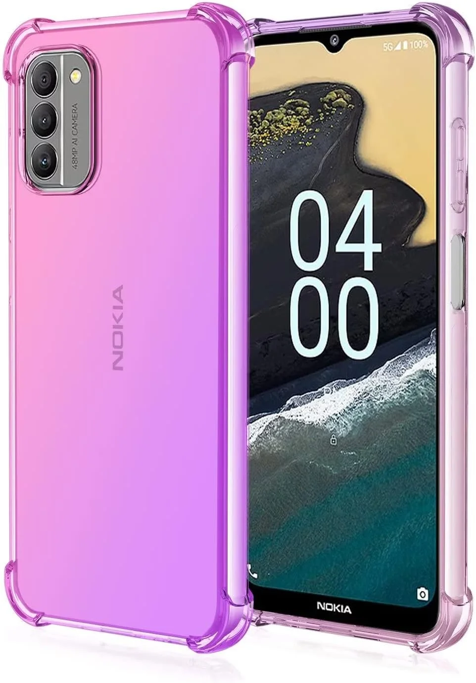 قاب گوشی Topme برای نوکیا G42 5G (6.56 اینچ)، کاور گوشی سیلیکونی TPU نرم با رنگ گرادیان شفاف - صورتی بنفش