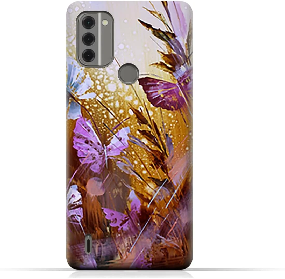 کاور محافظ گوشی نوکیا C31 طرح پروانه و نقاشی رنگ روغن، برند AMC Design