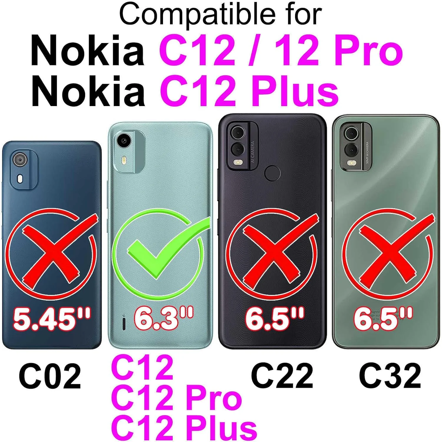 کاور چرمی پریمیوم تاشو با عملکرد استند و جای کارت، سازگار با نوکیا C12 / نوکیا C12 پلاس / نوکیا C12 پرو