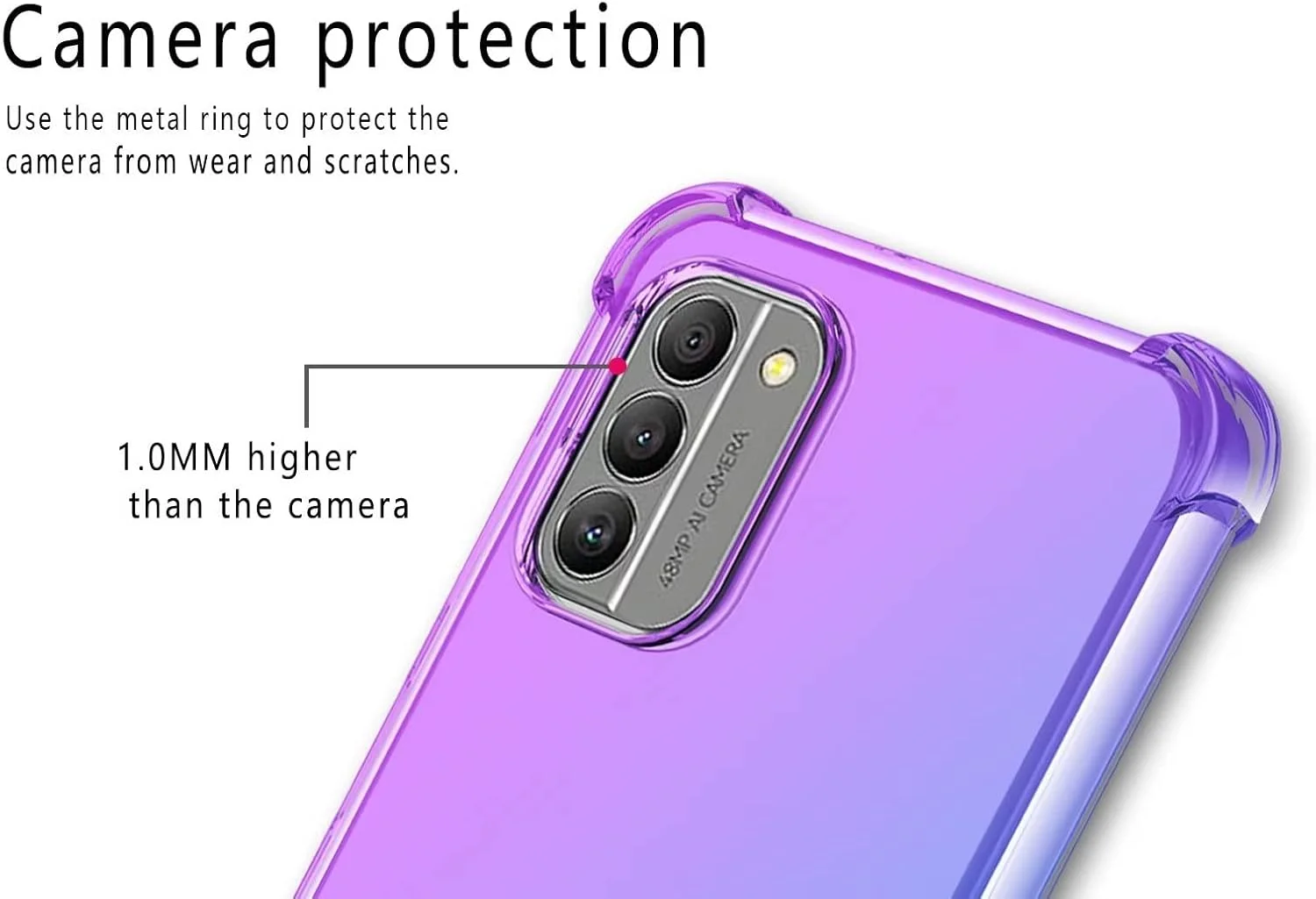 قاب گوشی Topme برای نوکیا G42 5G (6.56 اینچ)، کاور گوشی سیلیکونی TPU نرم با رنگ گرادیان شفاف - صورتی بنفش