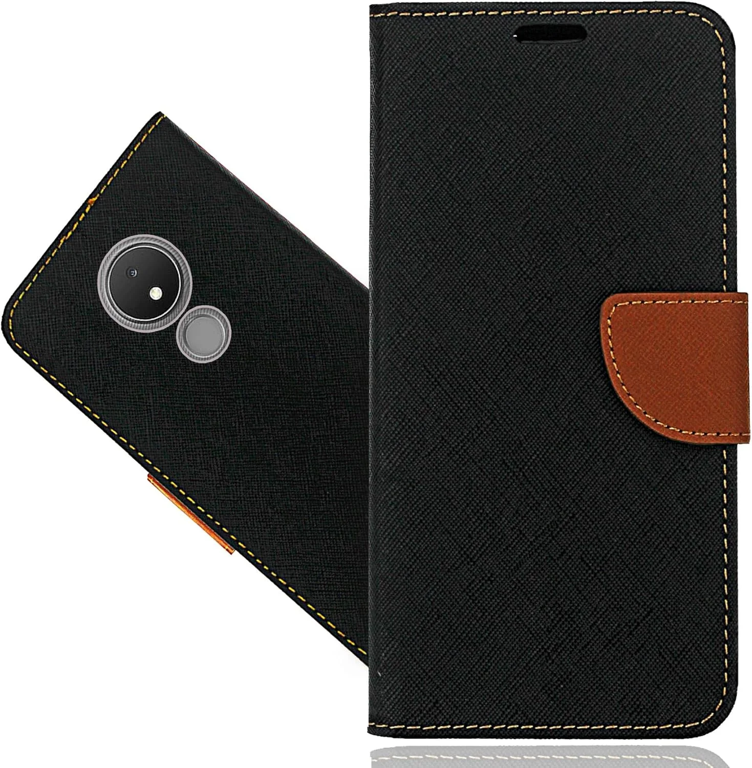 کیف چرمی برای نوکیا C21، کیف پول تاشو چرمی با جای کارت مغناطیسی و پایه نگهدارنده