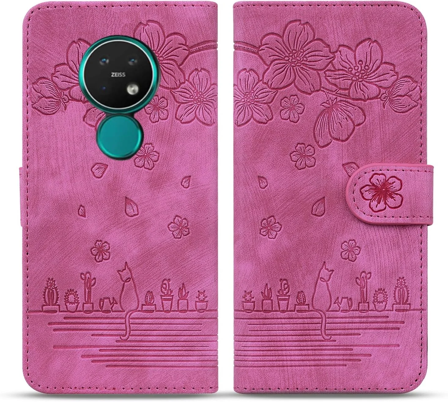 کیف محافظ چرمی برای نوکیا 7.2 / نوکیا 6.2، کیف پول تاشو و مغناطیسی با عملکرد استند - صورتی