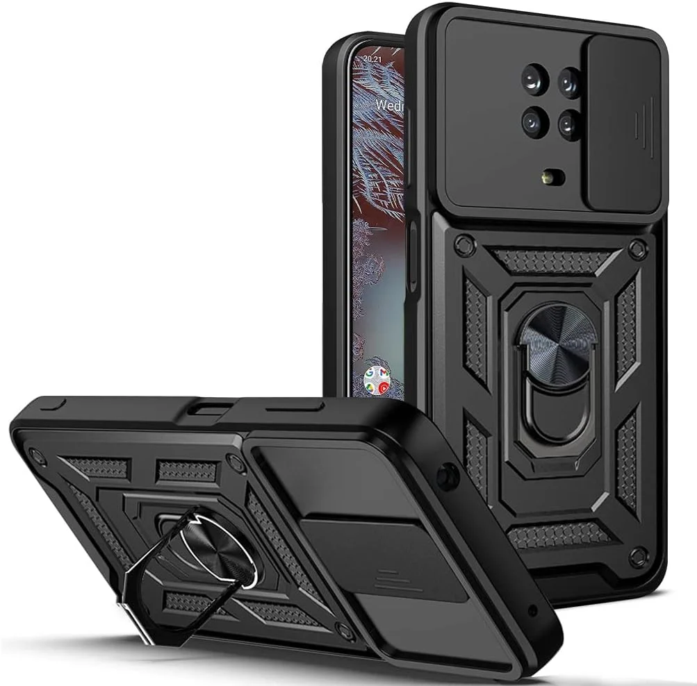 کاور محافظ ضد ضربه نظامی YSNZAQ برای نوکیا G10/G20، محافظ لنز کشویی با قابلیت اتصال به هولدر مغناطیسی خودرو، رنگ مشکی