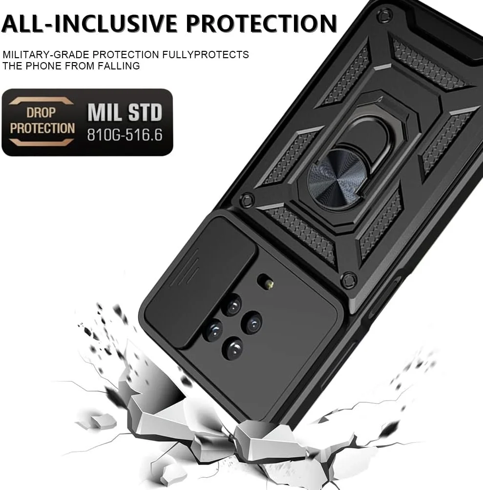 کاور محافظ ضد ضربه نظامی YSNZAQ برای نوکیا G10/G20، محافظ لنز کشویی با قابلیت اتصال به هولدر مغناطیسی خودرو، رنگ مشکی