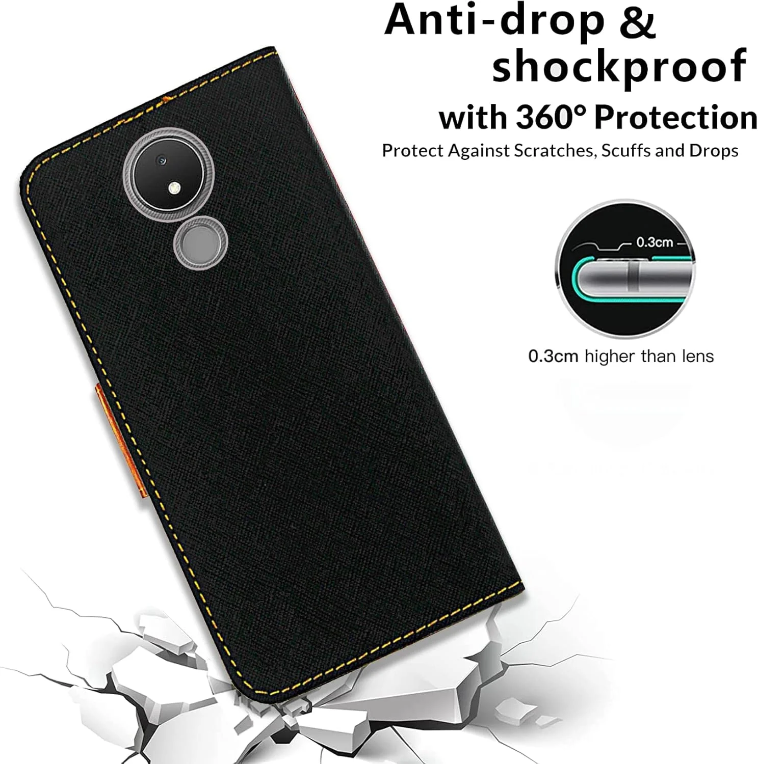 کیف چرمی برای نوکیا C21، کیف پول تاشو چرمی با جای کارت مغناطیسی و پایه نگهدارنده