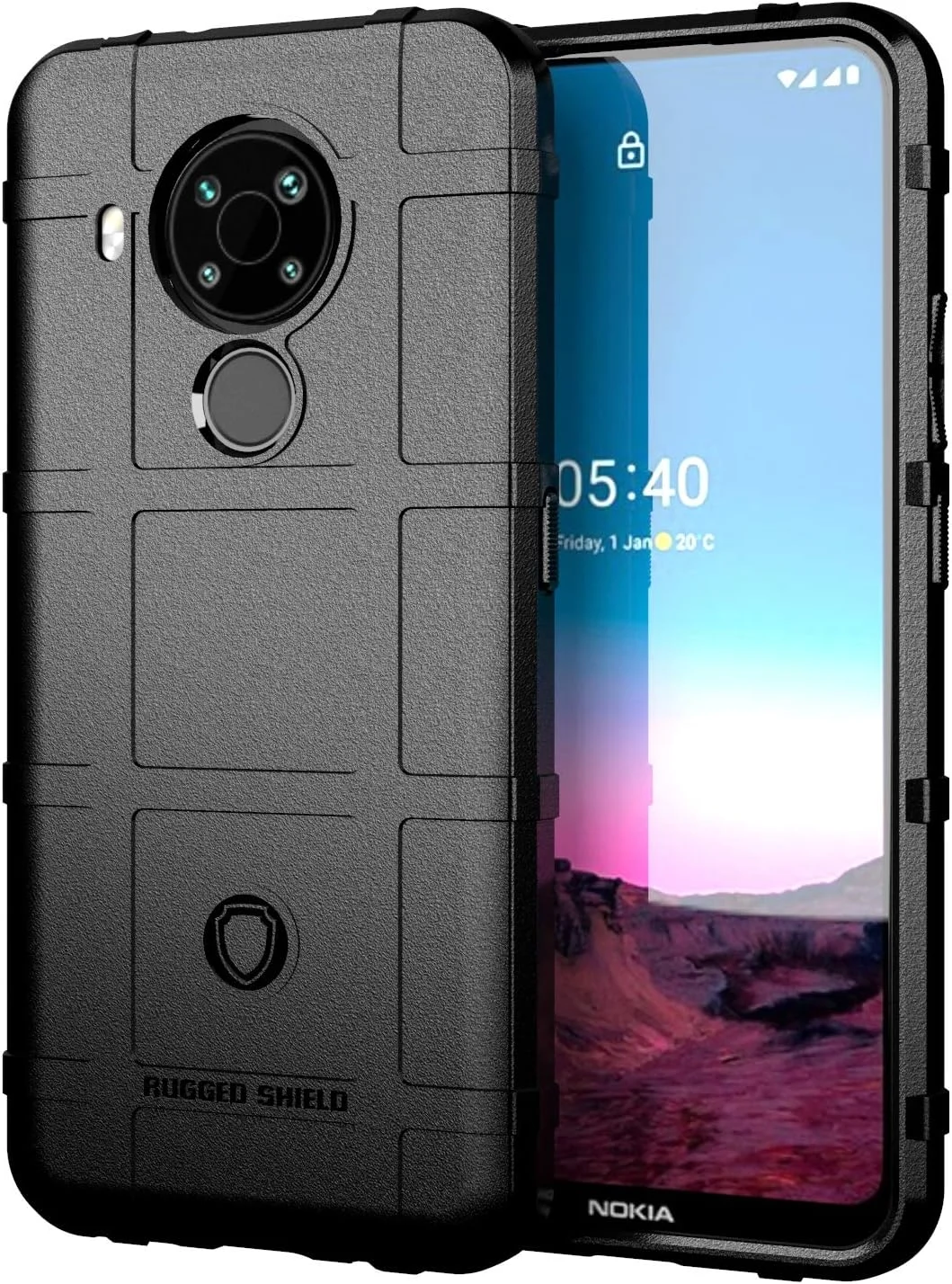 قاب گوشی نوکیا 5.4 Bhuuno، قاب باریک و مقاوم SZYZ با محافظ لنز دوربین، ضد ضربه، مقاوم در برابر سقوط، ضد خش، پوشش سخت و بادوام برای نوکیا 5.4 HD مشکی