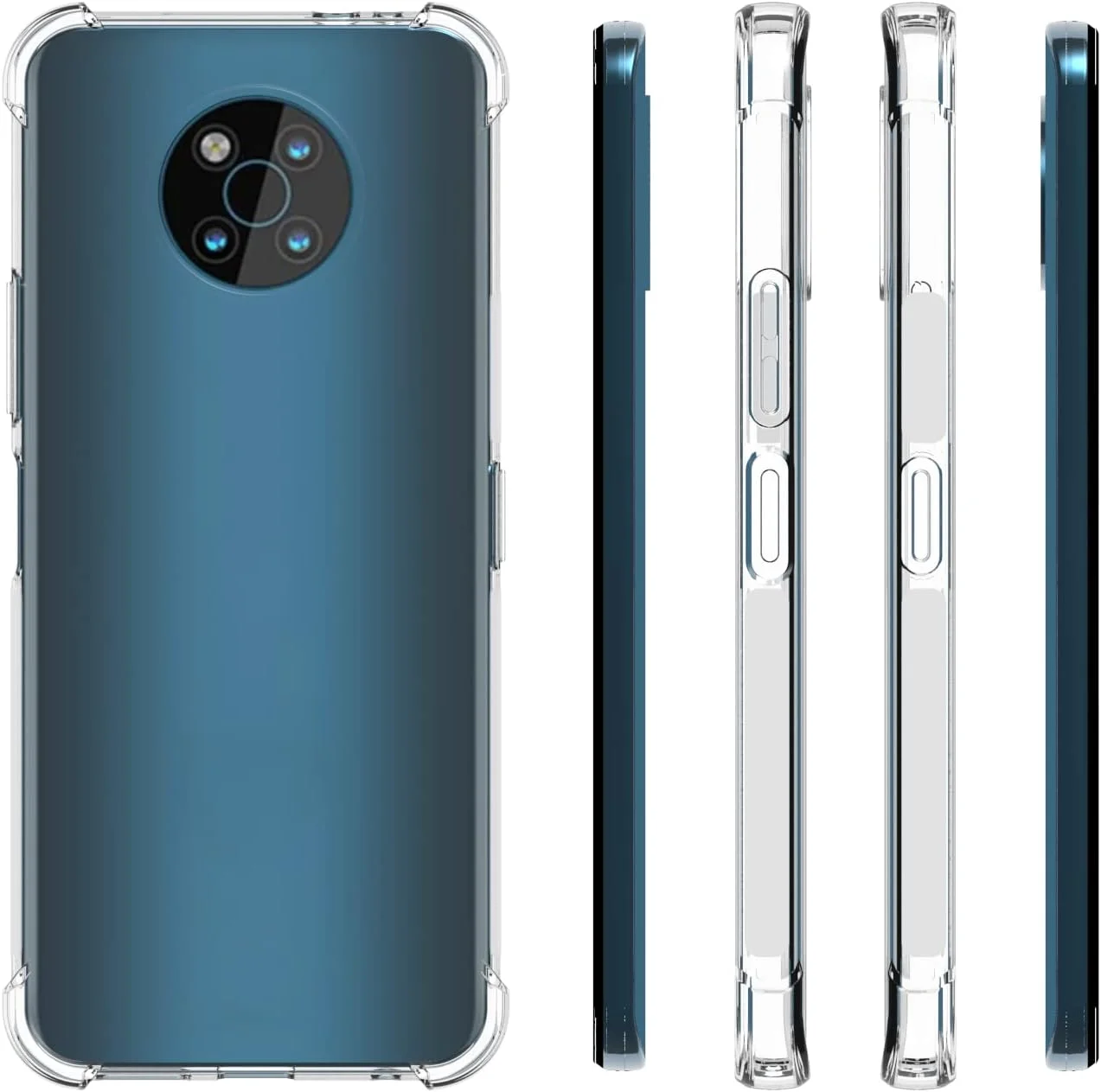 کاور شفاف ژله‌ای USTIYA با محافظ لنز و ضربه‌گیر چهار گوشه مناسب برای گوشی نوکیا G50 5G