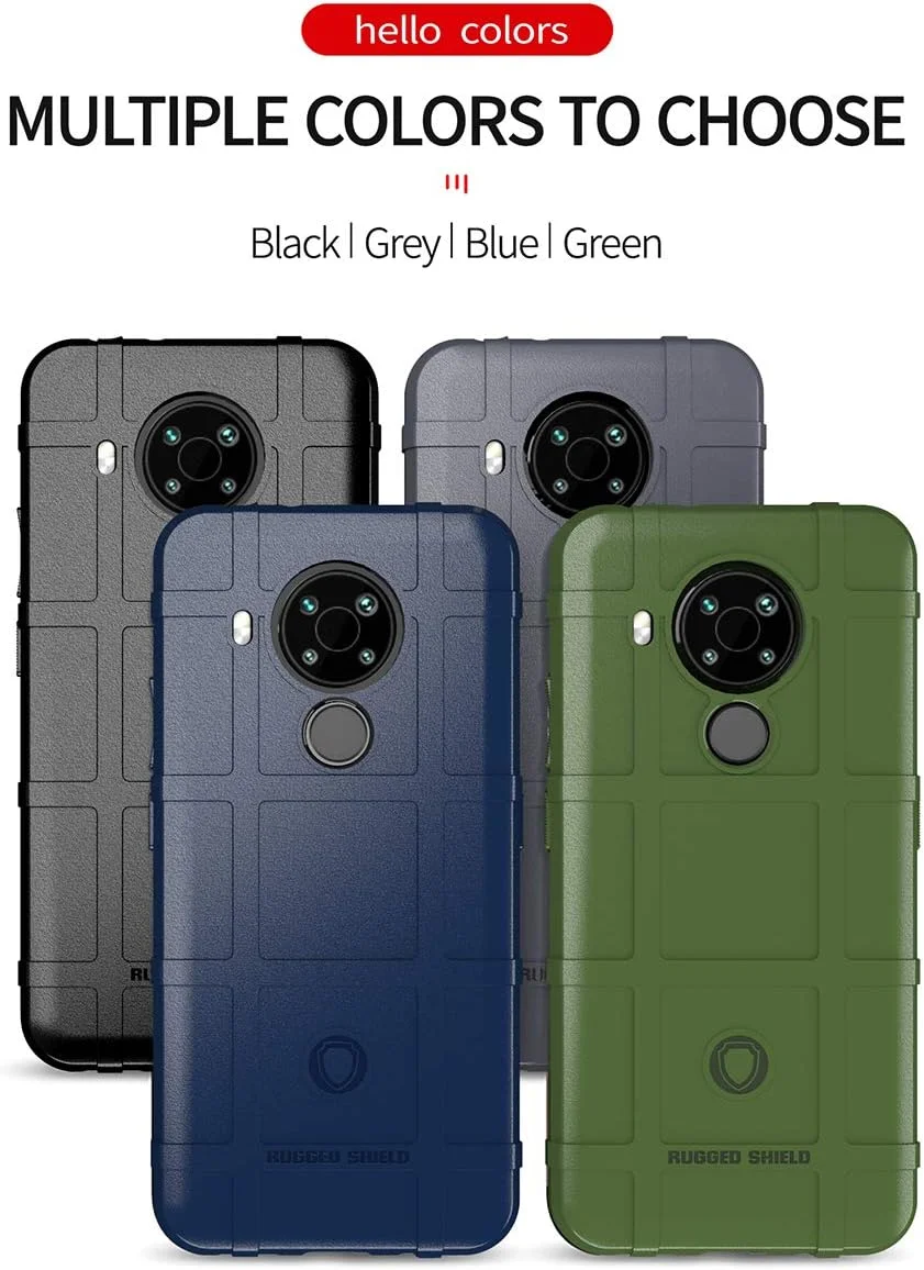 قاب گوشی نوکیا 5.4 Bhuuno، قاب باریک و مقاوم SZYZ با محافظ لنز دوربین، ضد ضربه، مقاوم در برابر سقوط، ضد خش، پوشش سخت و بادوام برای نوکیا 5.4 HD مشکی