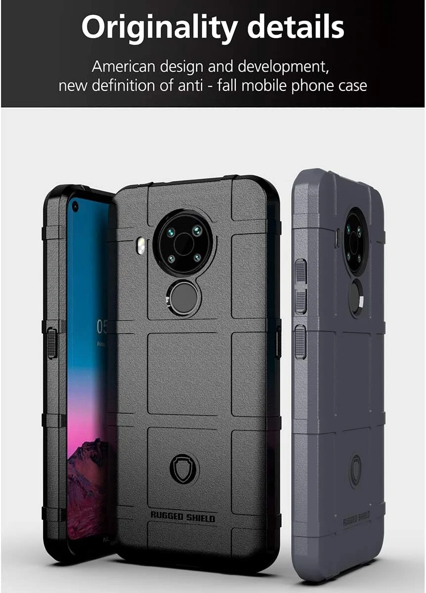 قاب گوشی نوکیا 5.4 Bhuuno، قاب باریک و مقاوم SZYZ با محافظ لنز دوربین، ضد ضربه، مقاوم در برابر سقوط، ضد خش، پوشش سخت و بادوام برای نوکیا 5.4 HD مشکی