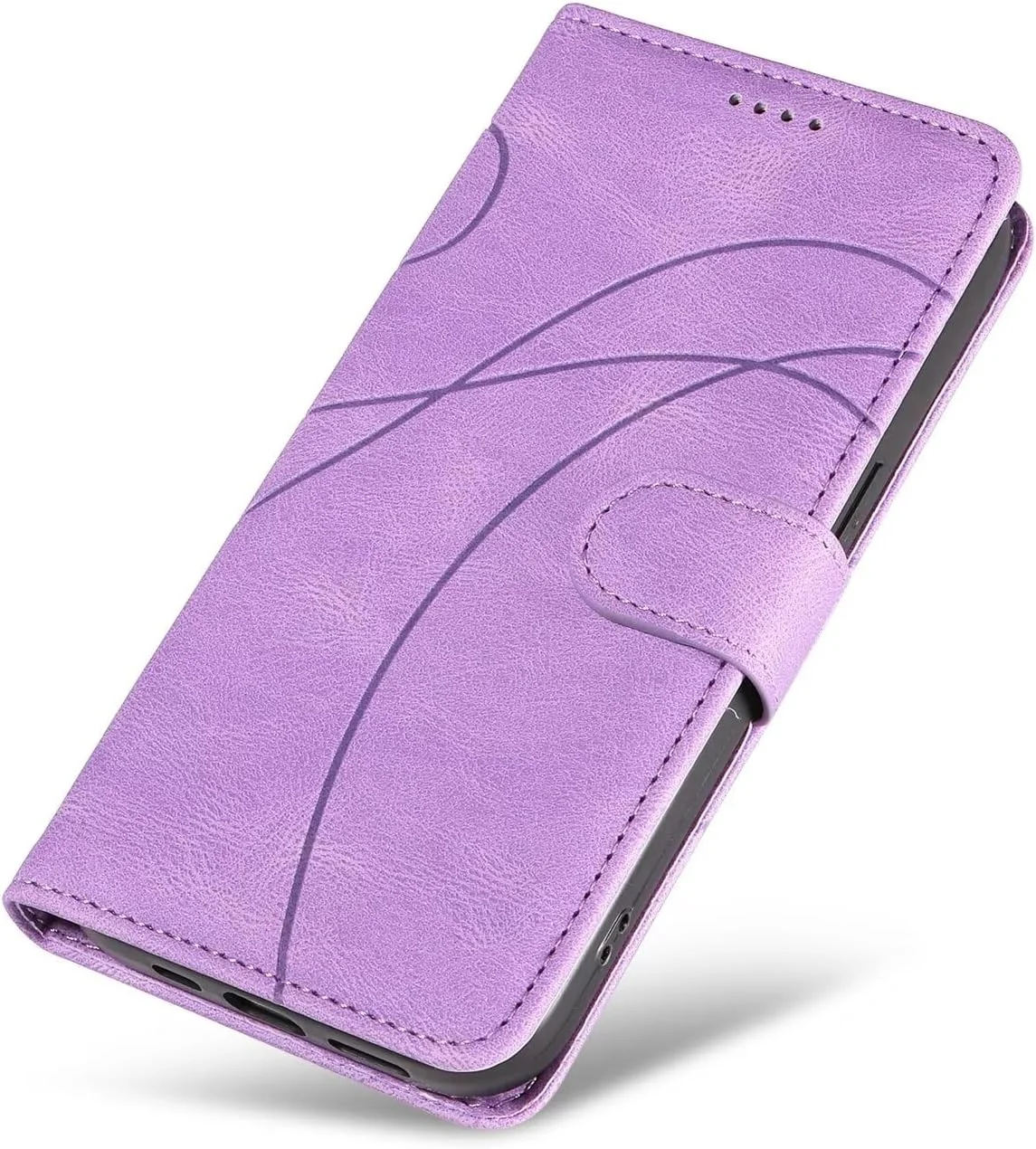 کیف چرمی تاشو مغناطیسی 2 در 1 سازگار با گوشی نوکیا G42، دارای جای کارت اعتباری و پایه تاشو ضد ضربه - بنفش