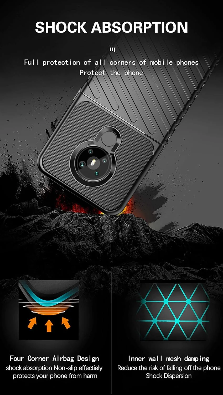 کاور گوشی موبایل آسویش برای نوکیا 5.3 به همراه محافظ صفحه نمایش شیشه ای و لوازم جانبی موبایل، باریک، نرم، سیلیکونی، محافظ هیبریدی نوکیا 5.3، مناسب بانوان و آقایان - مشکی