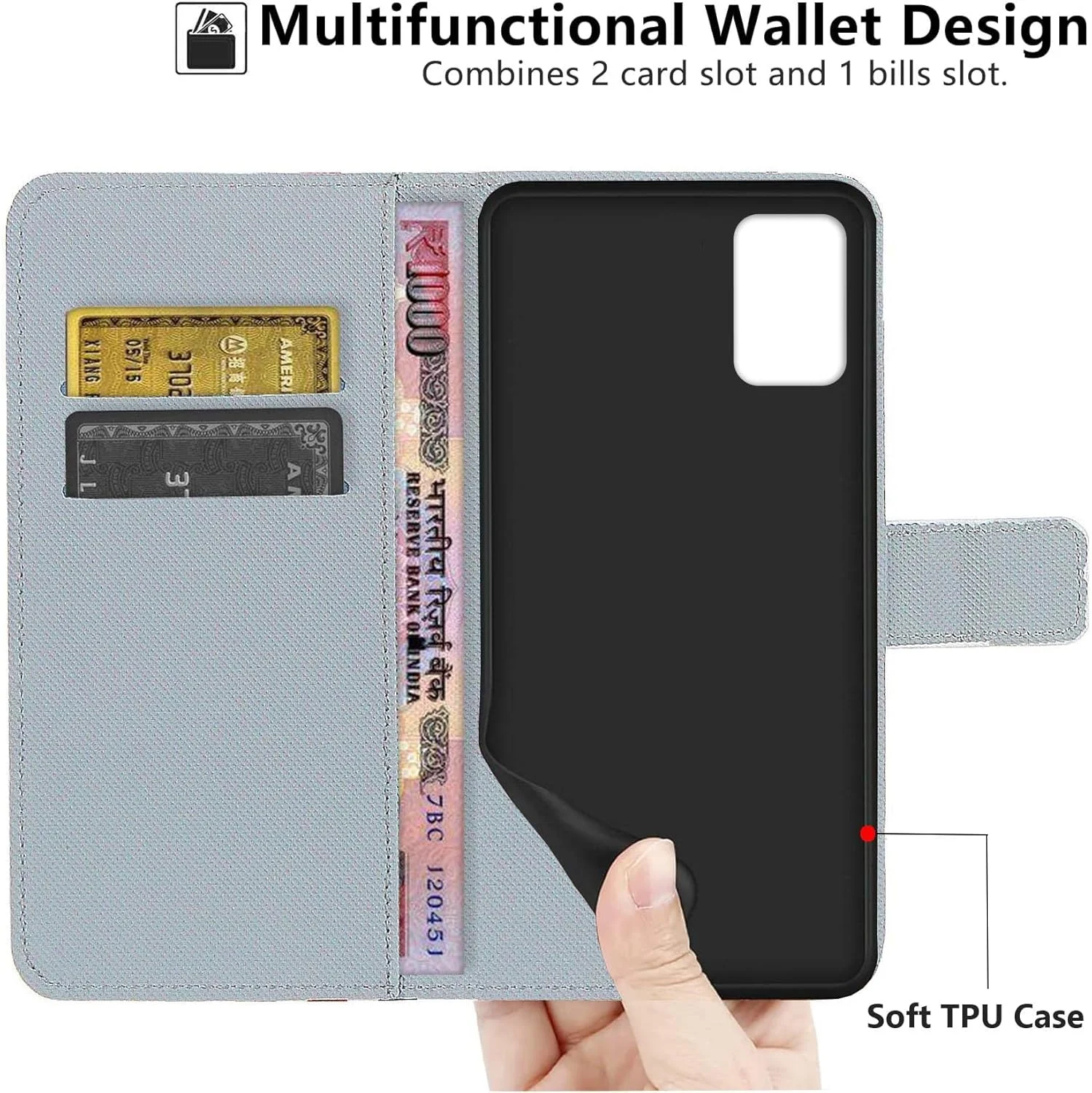 کیف چرمی SHIYENA برای نوکیا C32، کیف پول ضد ضربه با قابلیت تاشو، دارای جای کارت مغناطیسی و پایه نگهدارنده