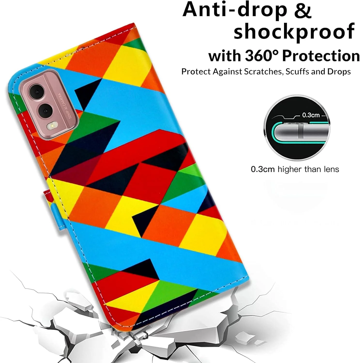 کیف چرمی SHIYENA برای نوکیا C32، کیف پول ضد ضربه با قابلیت تاشو، دارای جای کارت مغناطیسی و پایه نگهدارنده