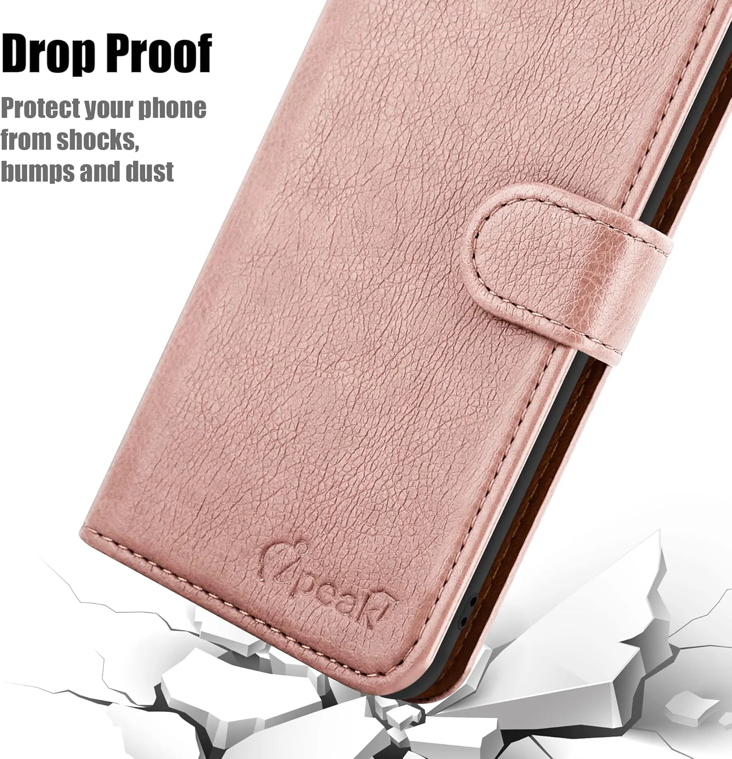 کیف چرمی تاشو محافظ گوشی نوکیا G21 و نوکیا G11 (سایز 6.5 اینچ) با قفل مغناطیسی، استند، جای کارت و محافظت کامل (رزگلد)