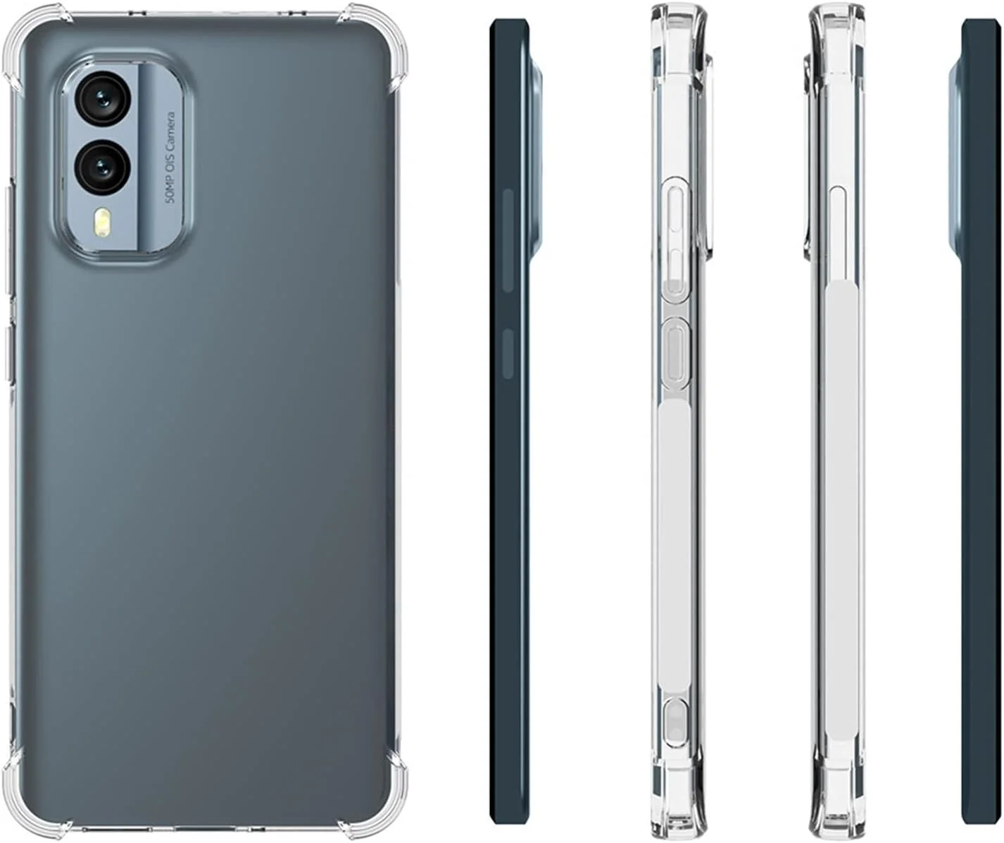 کاور محافظ لبه نرم TPU با قابلیت جذب شوک EasyLifeGo به همراه محافظ صفحه شیشه ای حرارت دیده (2 عدد) برای نوکیا X30 5G