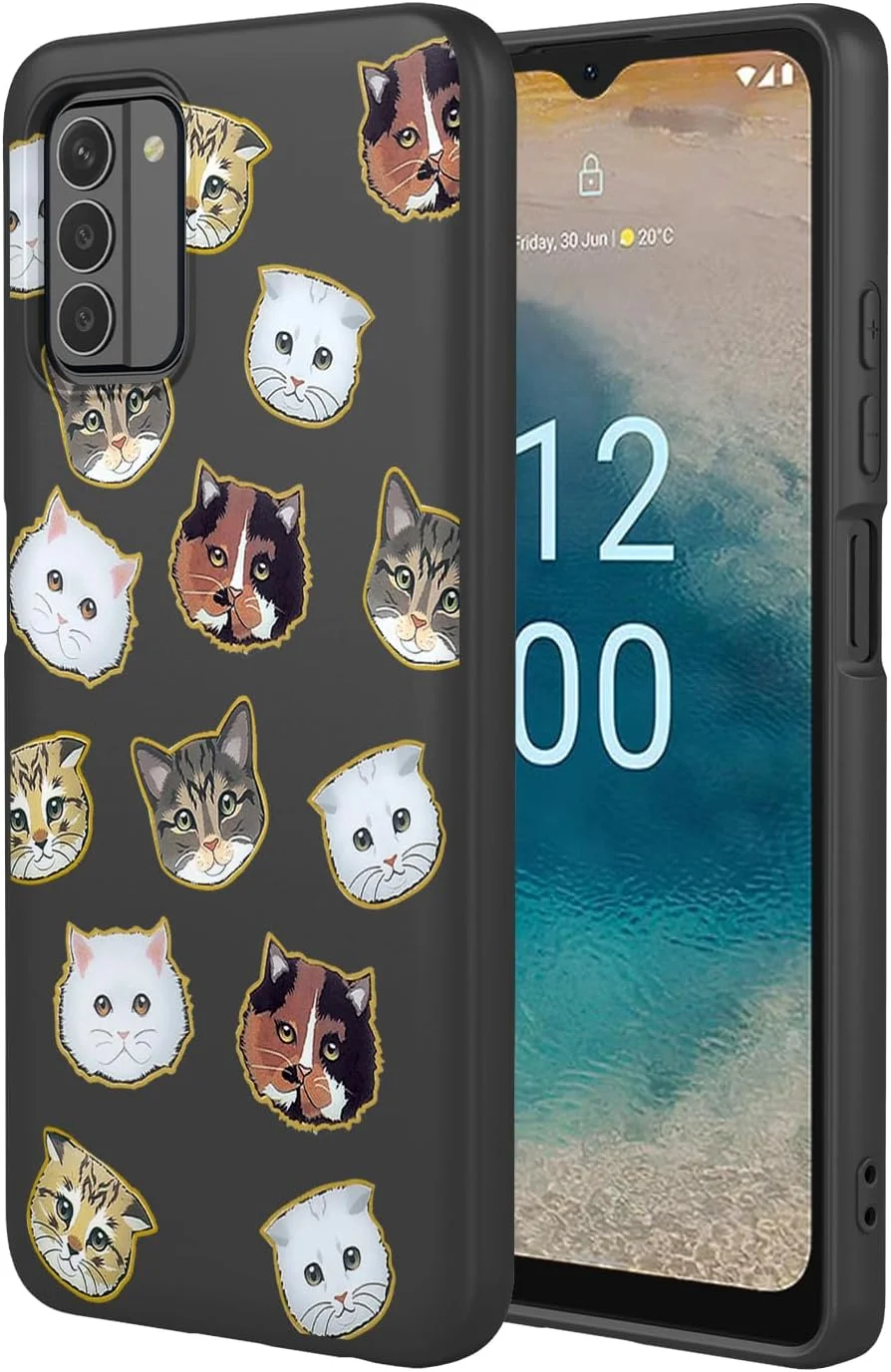 قاب گوشی KOARWVC برای نوکیا G22، مدل TA-1516 TA-1528، طرح گربه زیبا، محافظ باریک TPU نرم، کاور گوشی برای نوکیا G22، گربه سیاه