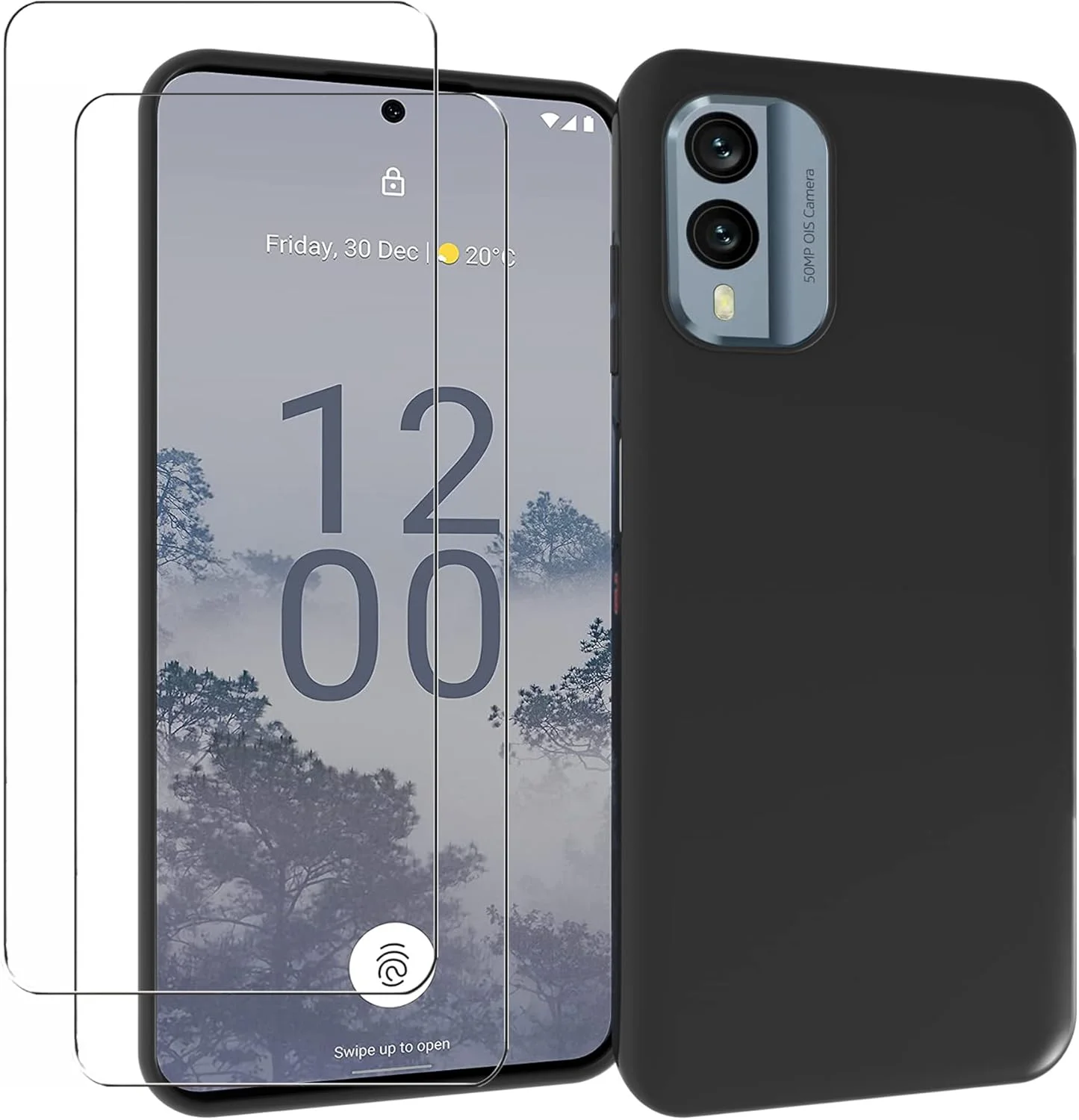 کاور محافظ گوشی ZMONE برای نوکیا X30 5G به همراه محافظ صفحه نمایش شیشه ای حرارت دیده [2 عدد]، باریک، نرم، انعطاف پذیر، TPU، فوق العاده نازک، پوشش مات محافظ - مشکی