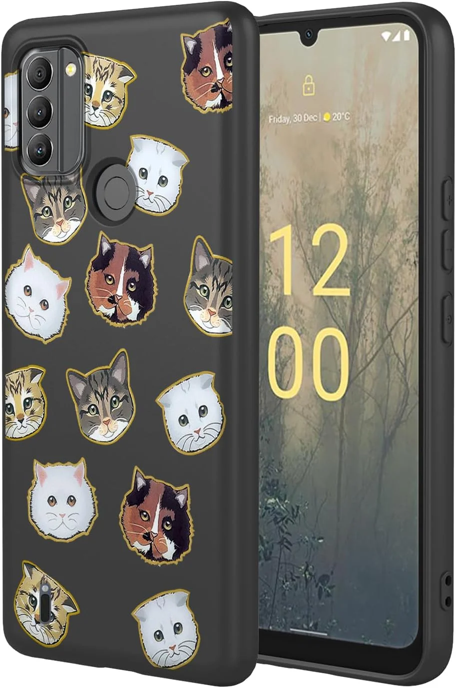 قاب گوشی KOARWVC برای نوکیا C31، مدل TA-1499، TA-1497، TA-1493، طرح گربه زیبا، محافظ باریک، پوشش نرم TPU برای نوکیا C31 - گربه سیاه