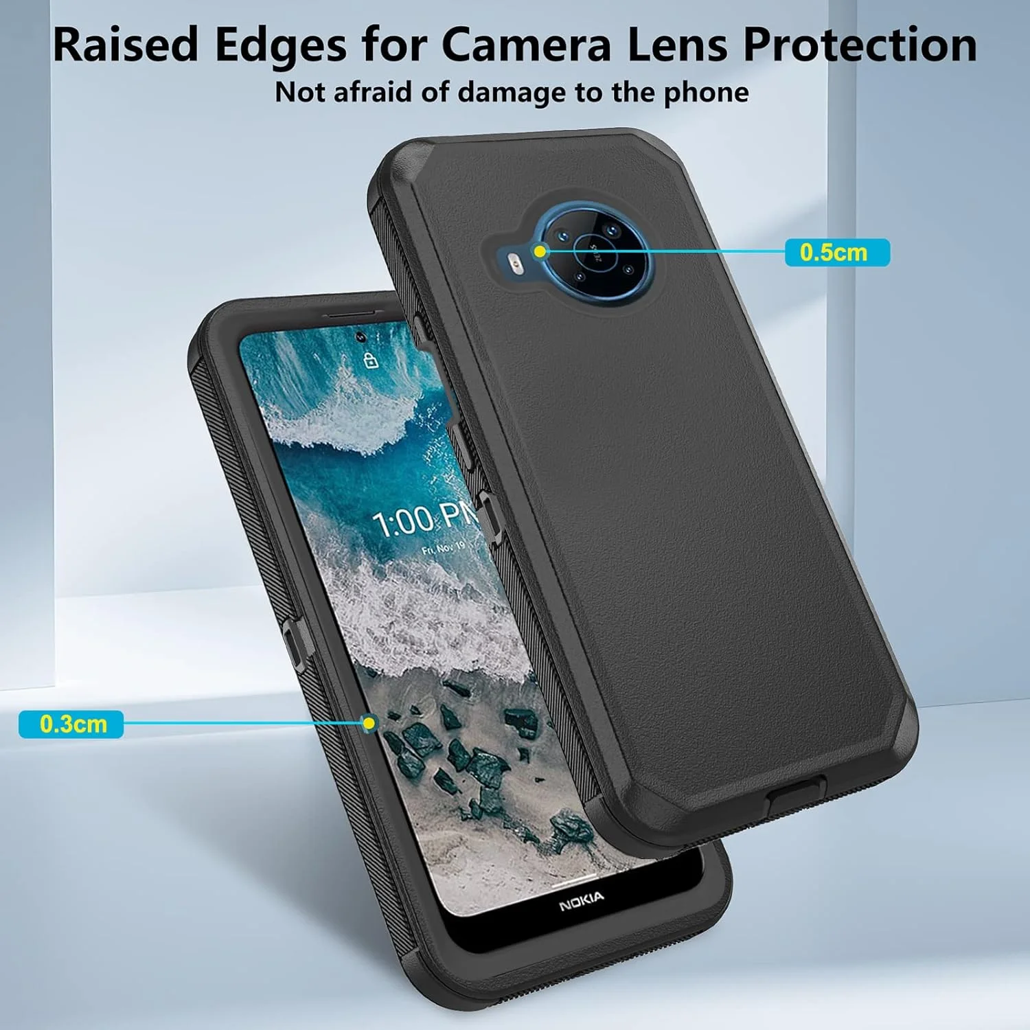 کاور گوشی موبایل آسویش مناسب برای نوکیا X100 5G به همراه محافظ صفحه نمایش شیشه ای و کاور محافظ هیبریدی مقاوم در برابر ضربه لوازم جانبی محافظ ضد سقوط نوکیا X100