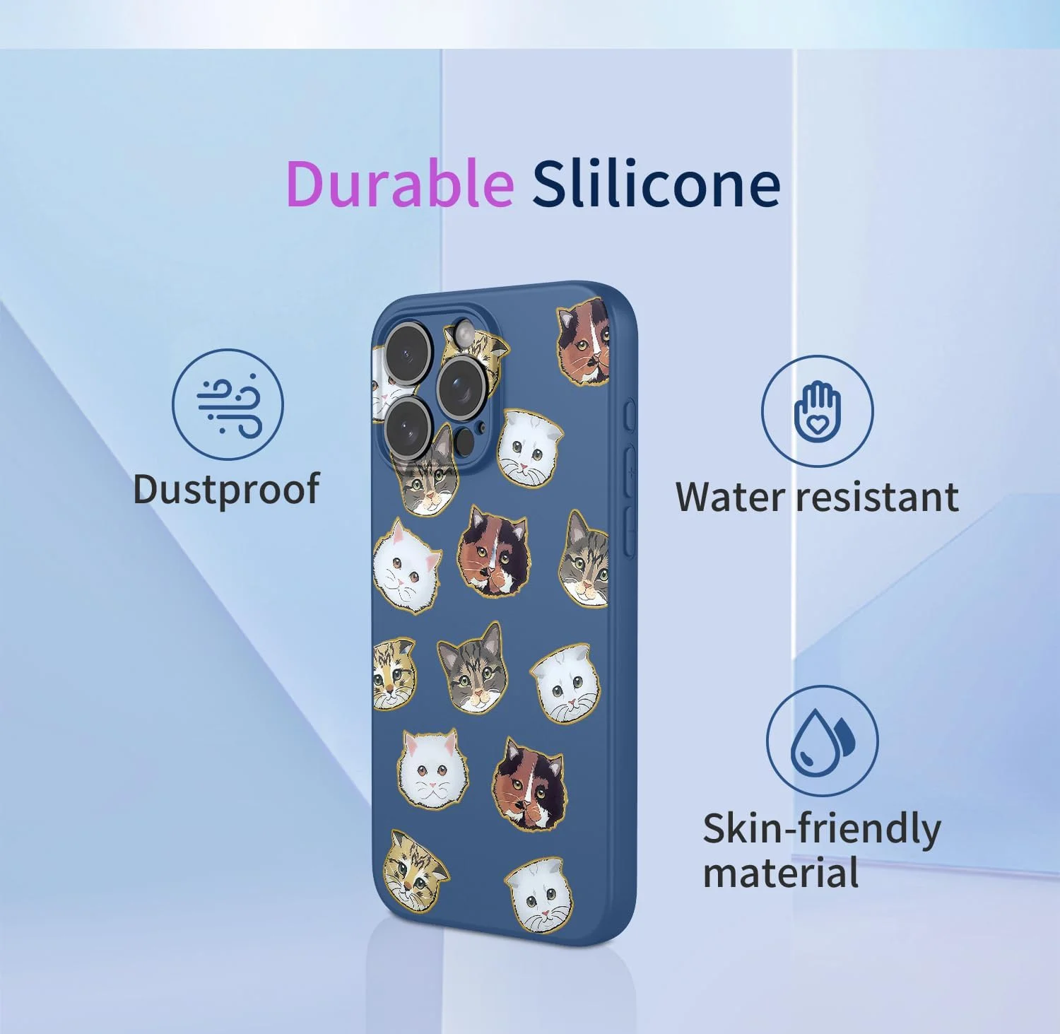 قاب گوشی HTXWXJC برای نوکیا C12، قاب TPU نرم و انعطاف پذیر با طرح گربه ضد ضربه، طرح گربه آبی برای نوکیا C12