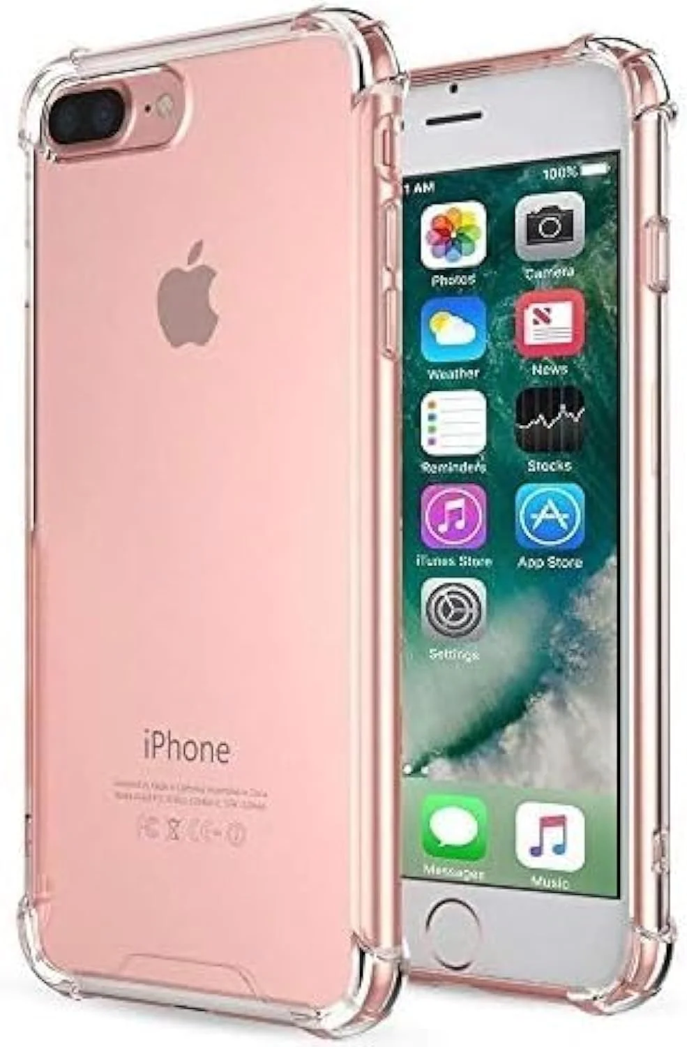 قاب محافظ شفاف گوشی آیفون 7 پلاس و 8 پلاس، کاور کریستالی شفاف با [جذب شوک]، دارای صفحه پشتی پلاستیکی سخت و بامپر ژله‌ای TPU نرم (شفاف)